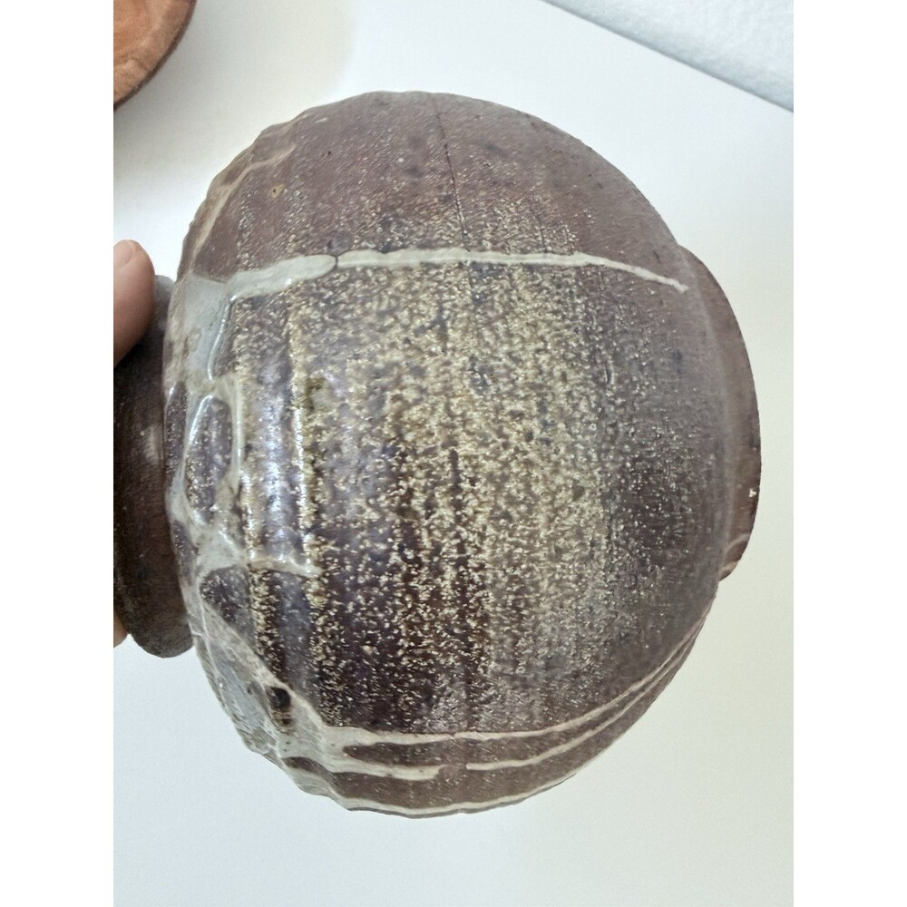 Vintage Signed SMART Studio Pottery Vase Heavy Stoneware Iridescent Oil Spot - Picture 4 of 8